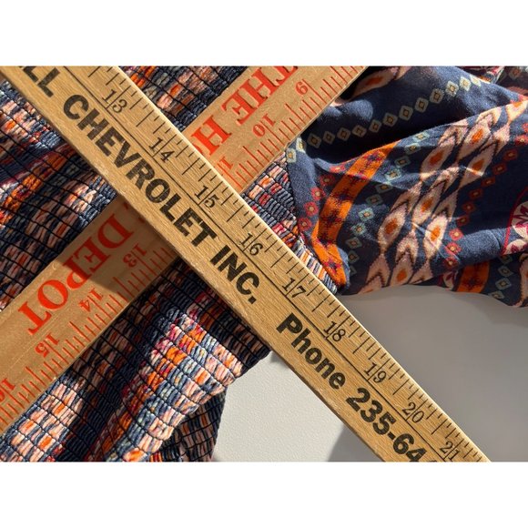 Les Serein Bourges Smocked Knit Top Womens 1X Indigo Rayon Blend Boho Hippie NEW - Picture 7 of 11